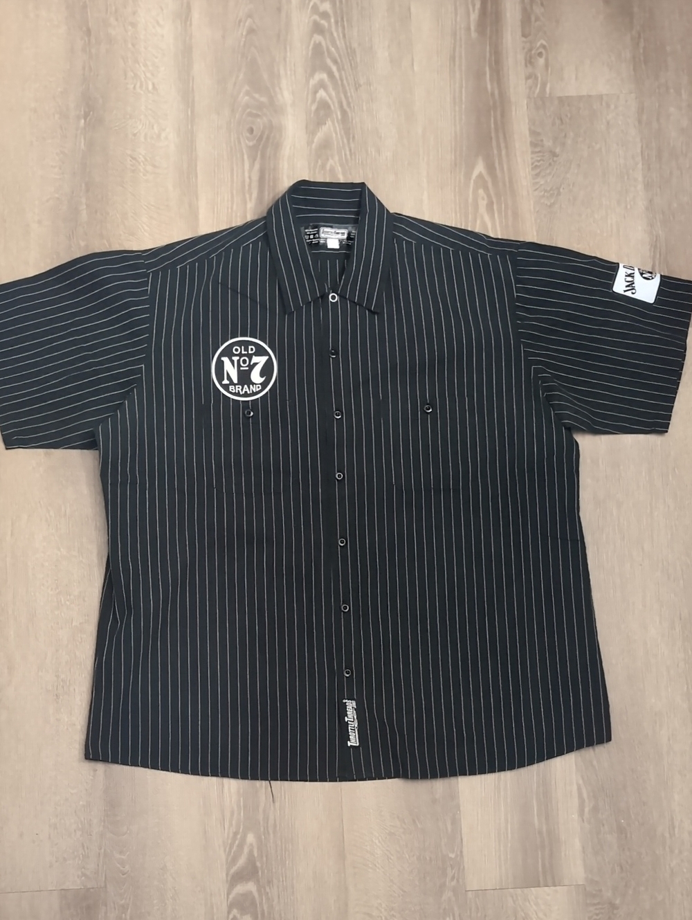 Jack Daniels Black Short-Sleeve Pinstripe Button-Up Shirt